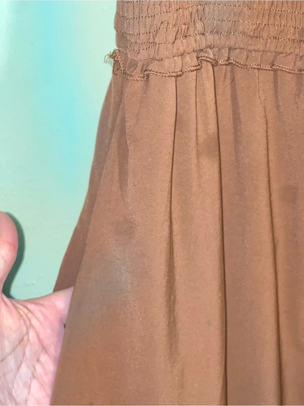 Dokotoo chocolate brown tiered sleeveless maxi dress w/button down front. Size M - Picture 10 of 12